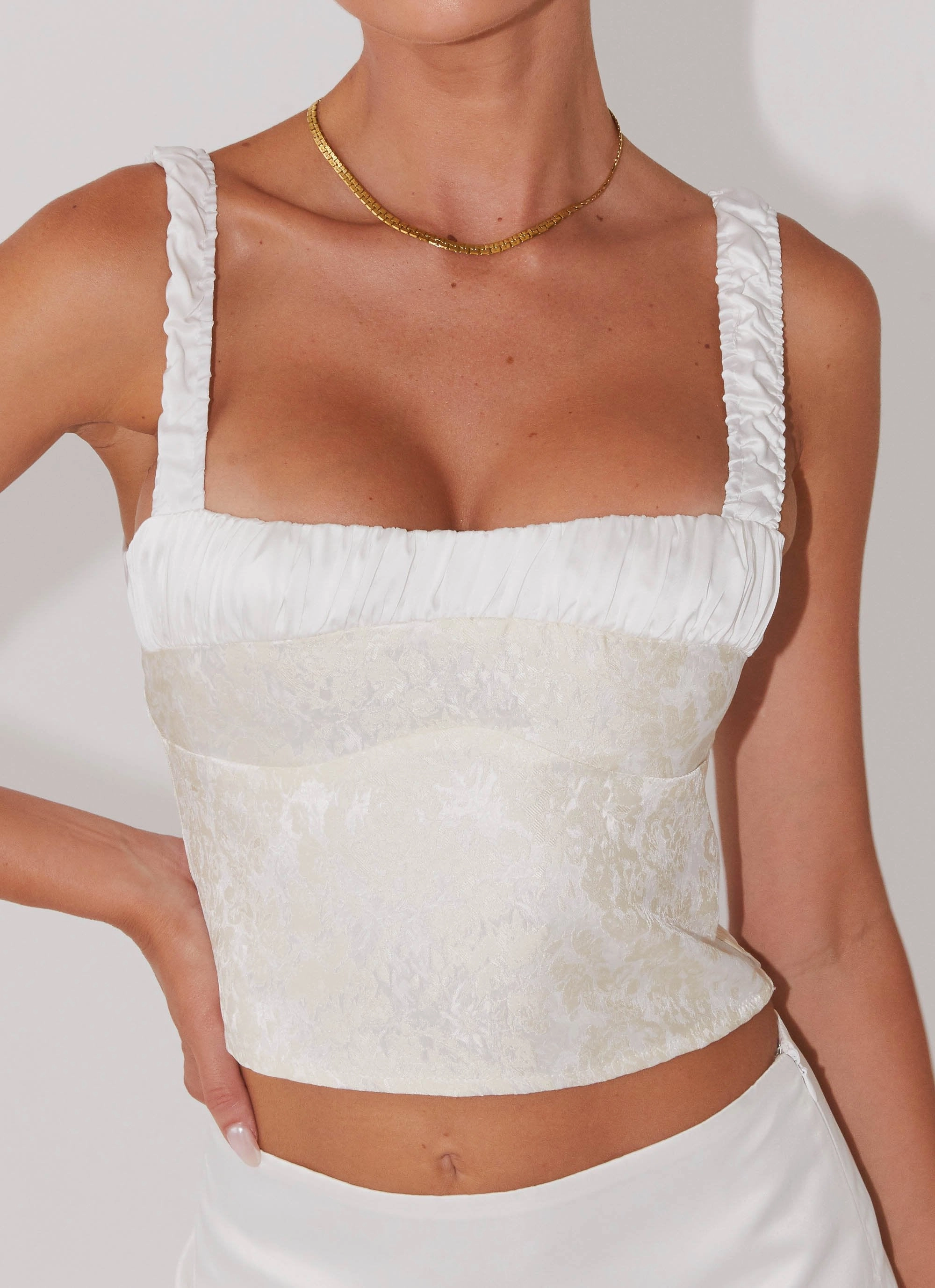 Ryder Bustier Top - Ivory Sky Layered Look Moisture wicking