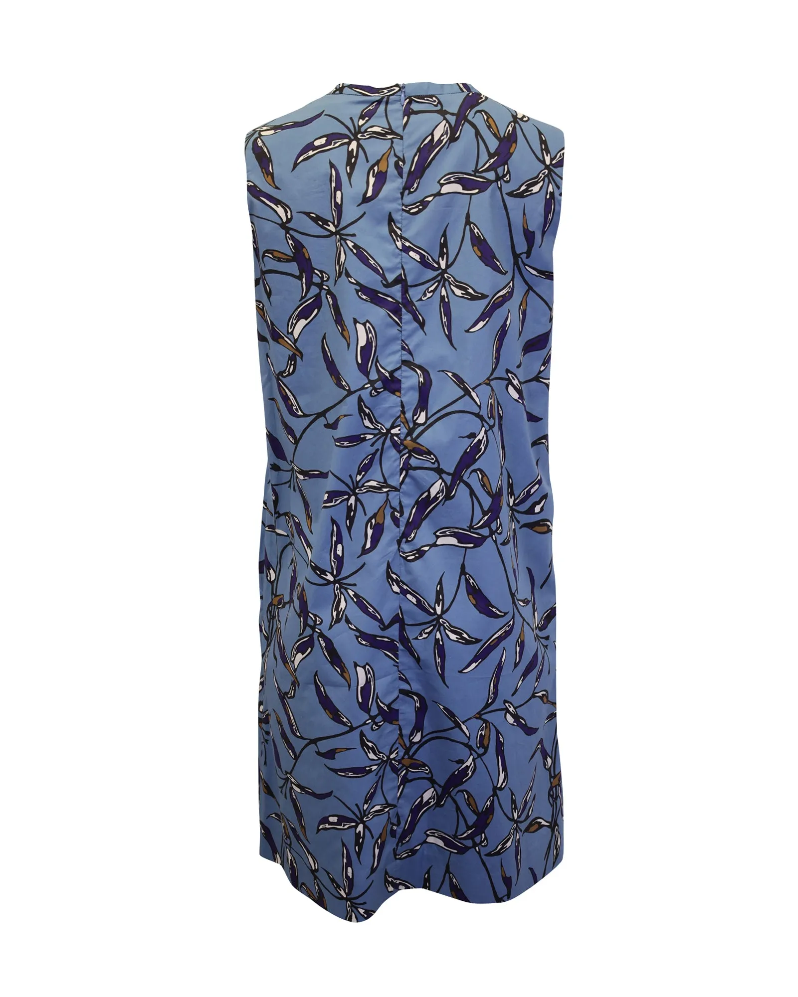 'S Max Mara Nola Sleeveless Printed Shift Dress in Blue Cotton