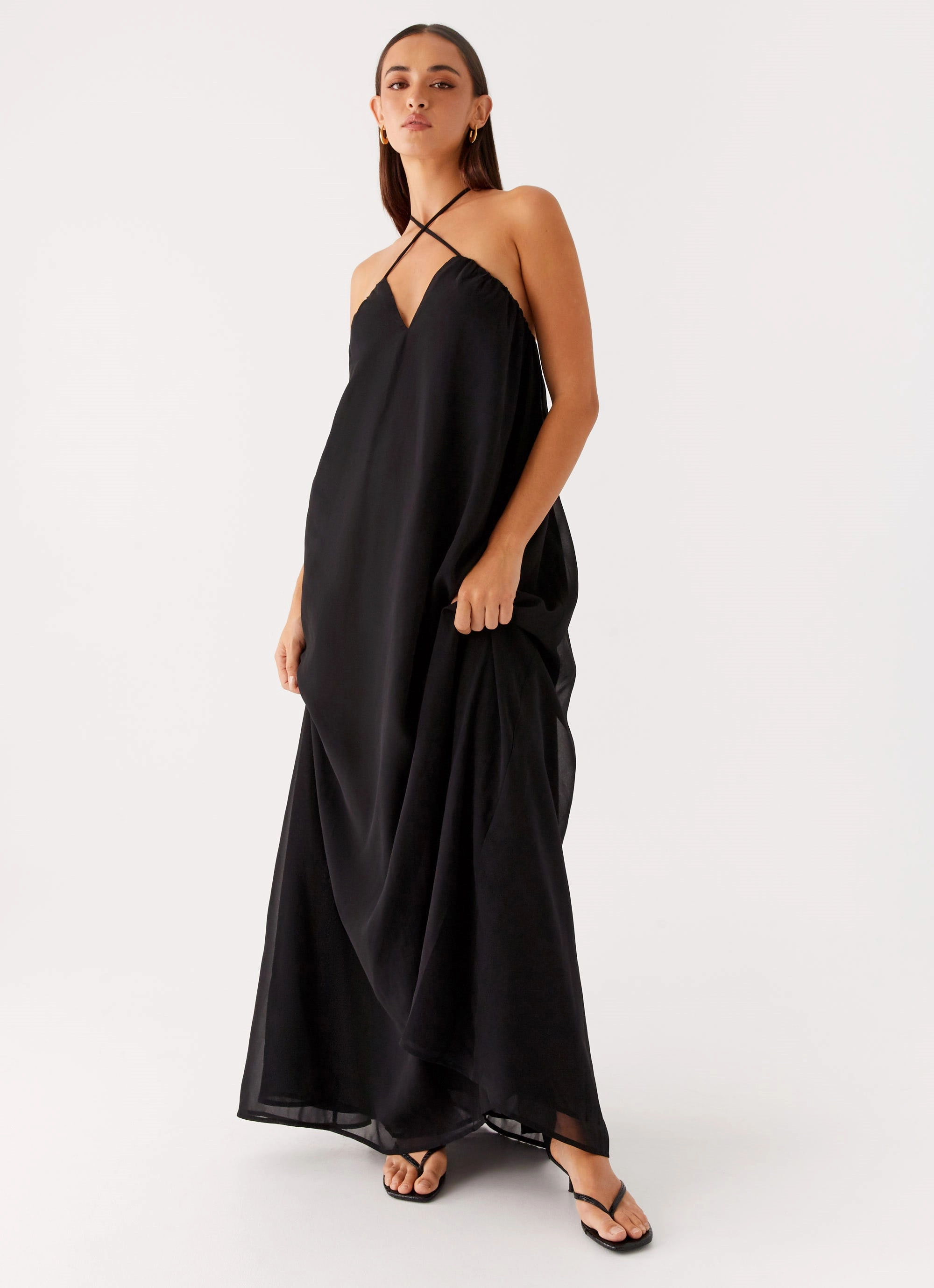 Saba Maxi Dress - Black flowy style Flowy casual dress