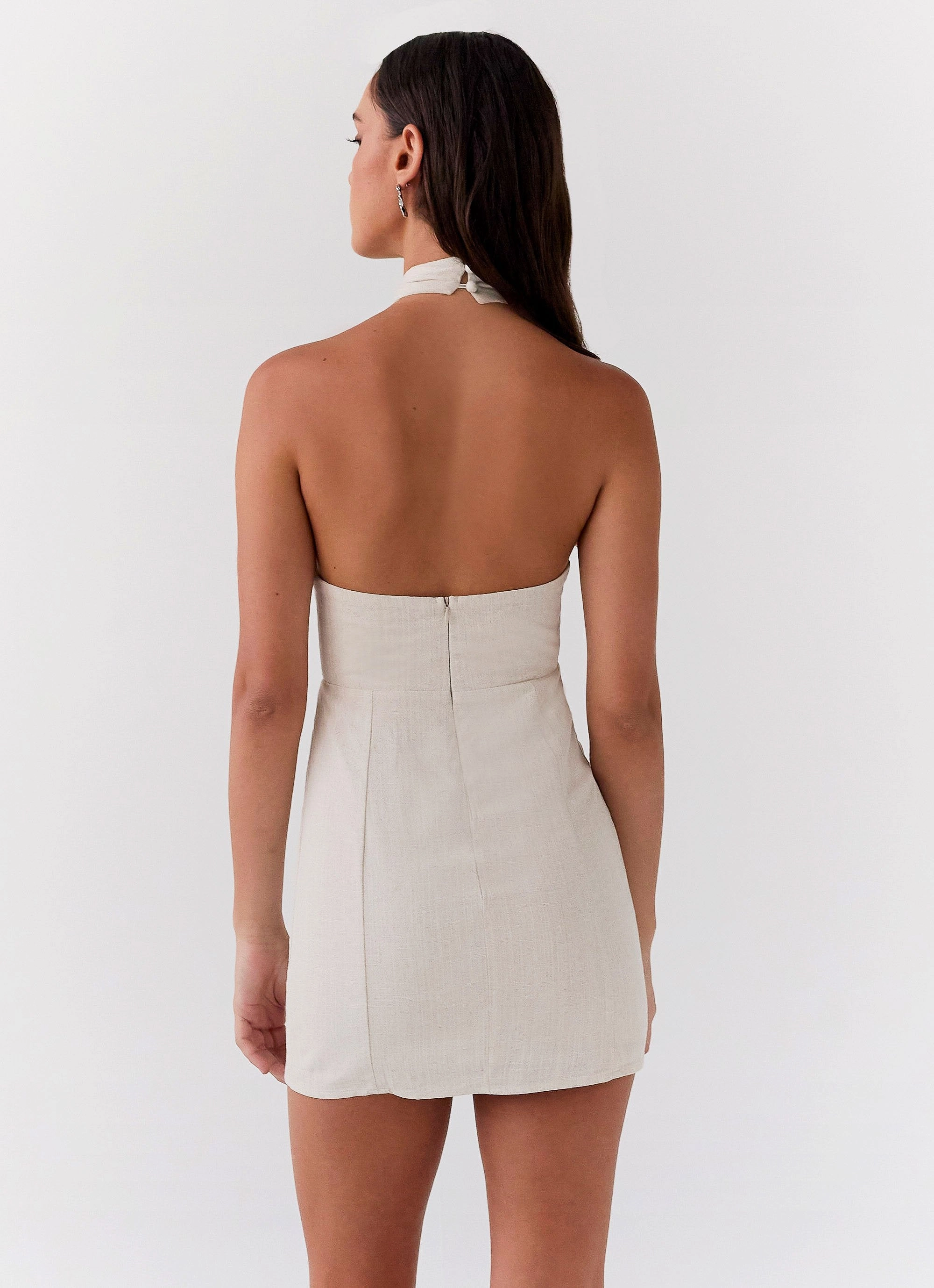 Sabine Linen Mini Dress - Oatmeal Simple Comfort All weather
