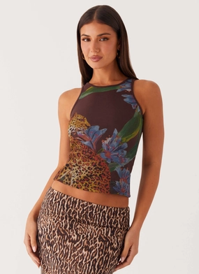 Safari Tank - Chocolate Recycled Polyester Material Airflow Vents