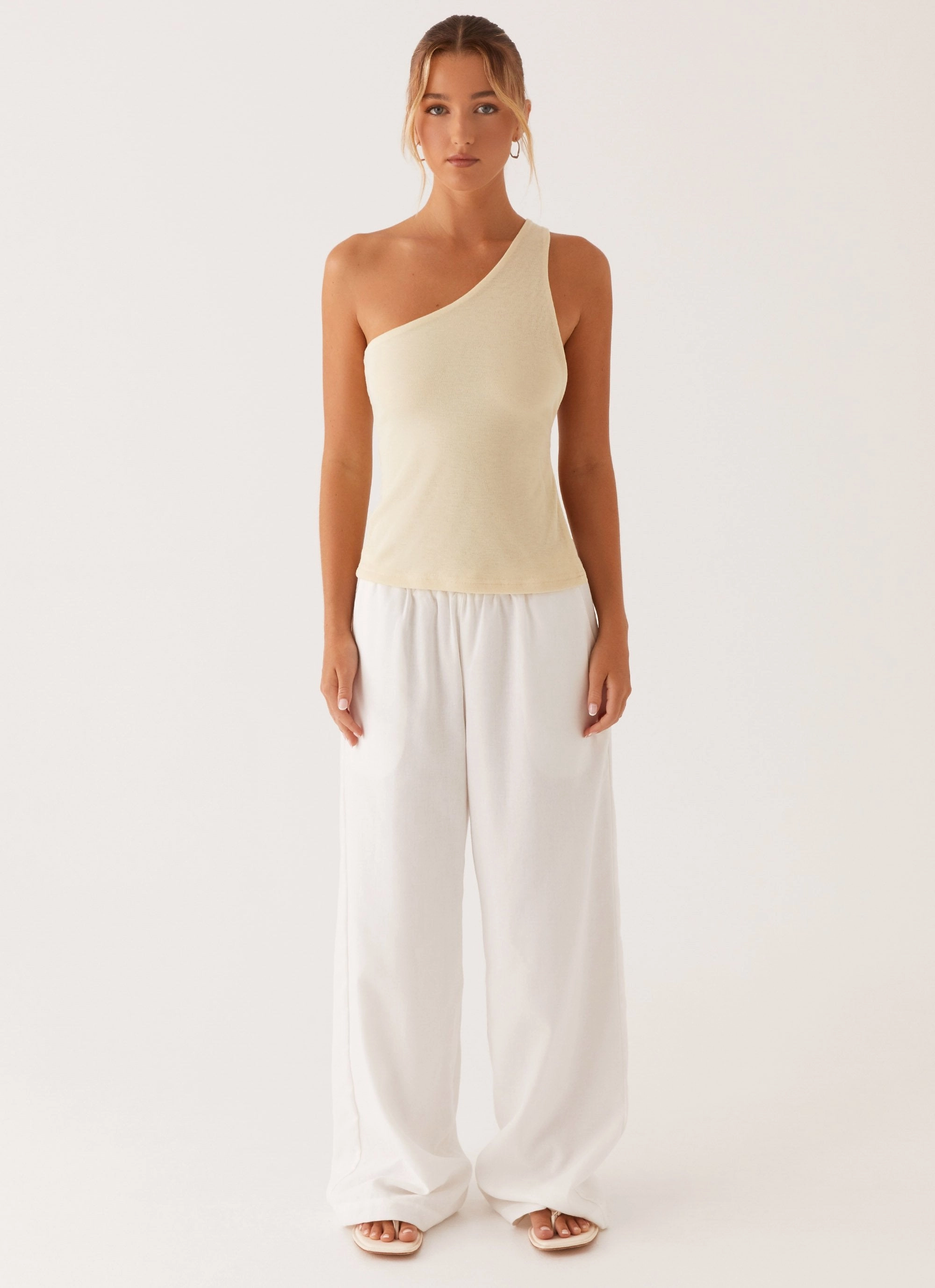 Safiya One Shoulder Top - Yellow Weighted Hem Design AbrasionResistant Finish