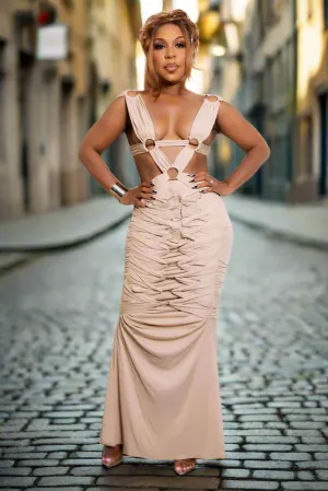 Sheer Element Sahara Mystique Pleated Maxi Gown
