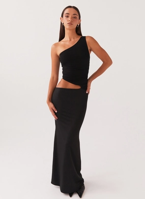 Chill Moment Cold-Shoulder Seranella One Shoulder Maxi Dress - Black