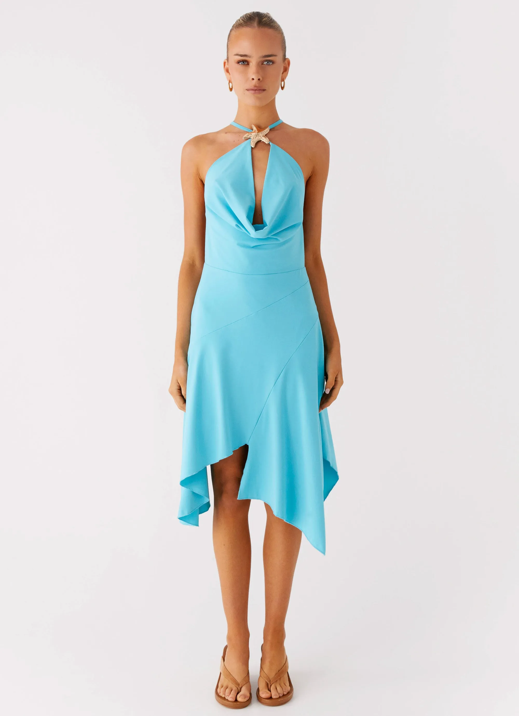Salt Kiss Midi Dress - Turquoise Pure Vibes Timeless office dress
