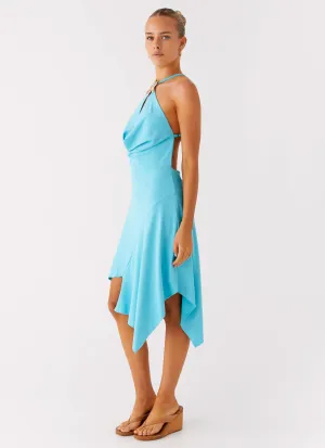 Trendy Layer Salt Kiss Midi Dress - Turquoise