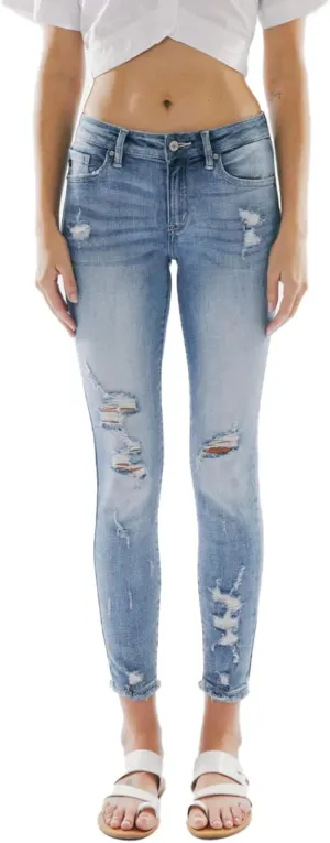 SALT TREE Kancan - Jeans Mid-Rise Distressed Skinny Jeans - KC8373M-NV