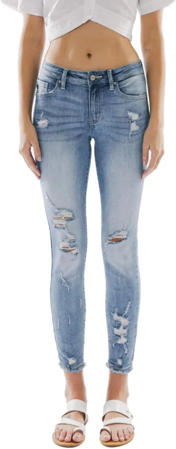 SALT TREE Kancan - Jeans Mid-Rise Distressed Skinny Jeans - KC8373M-NV