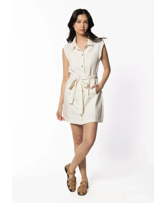 Work-to-Play Wear Sanctuary Ila Denim Dress Bleached White