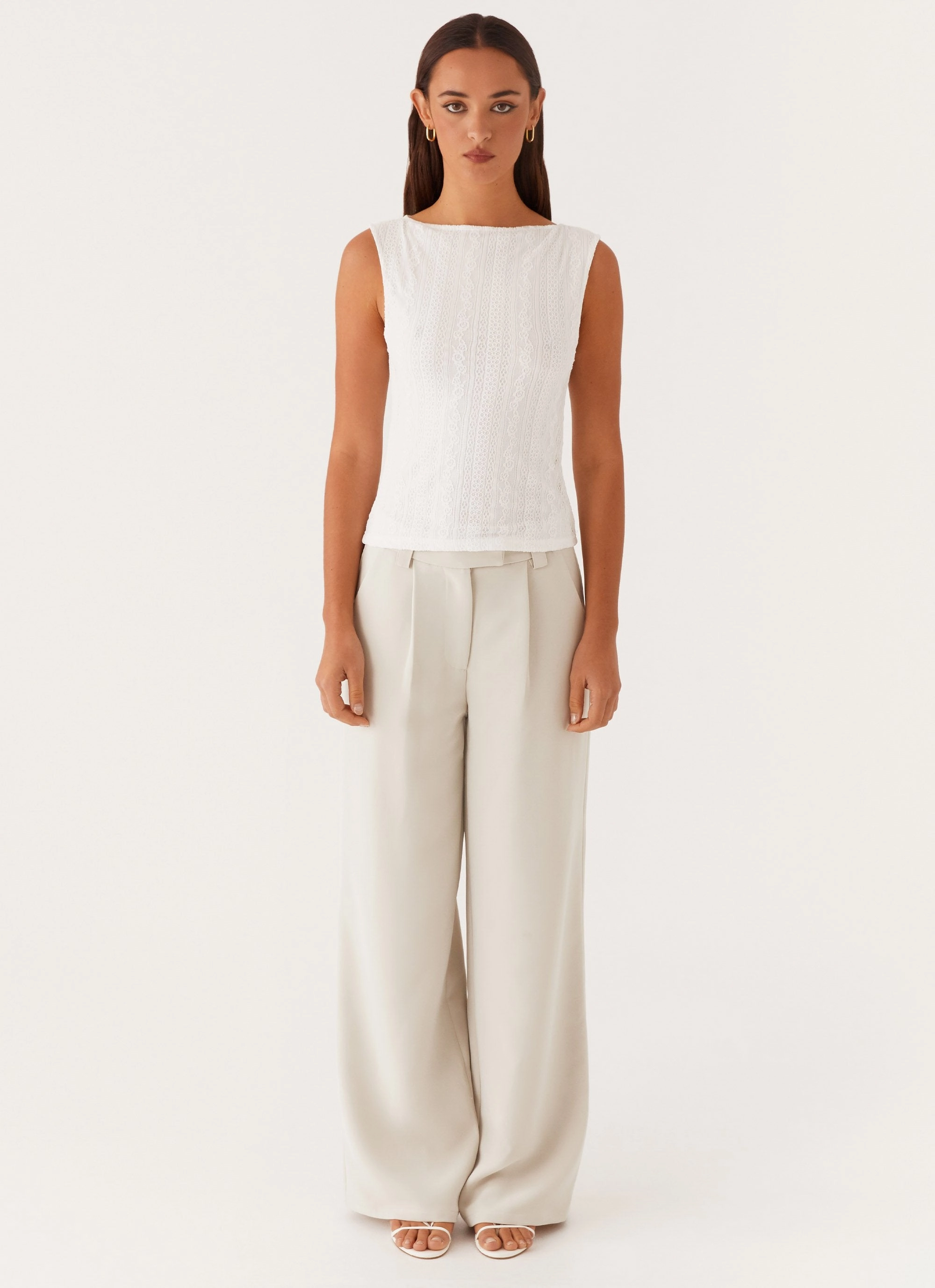 Casual Button-Down Breathable fabric Sandi Tank Top - White