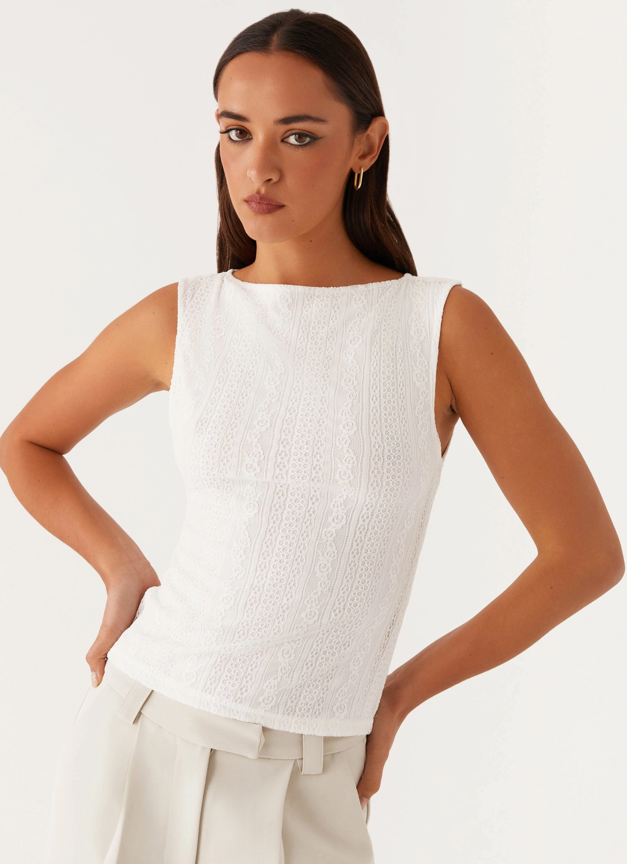 Sandi Tank Top - White QuickDryTechnology AbrasionResistant Finish