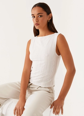 Sandi Tank Top - White Snag Proof Weave