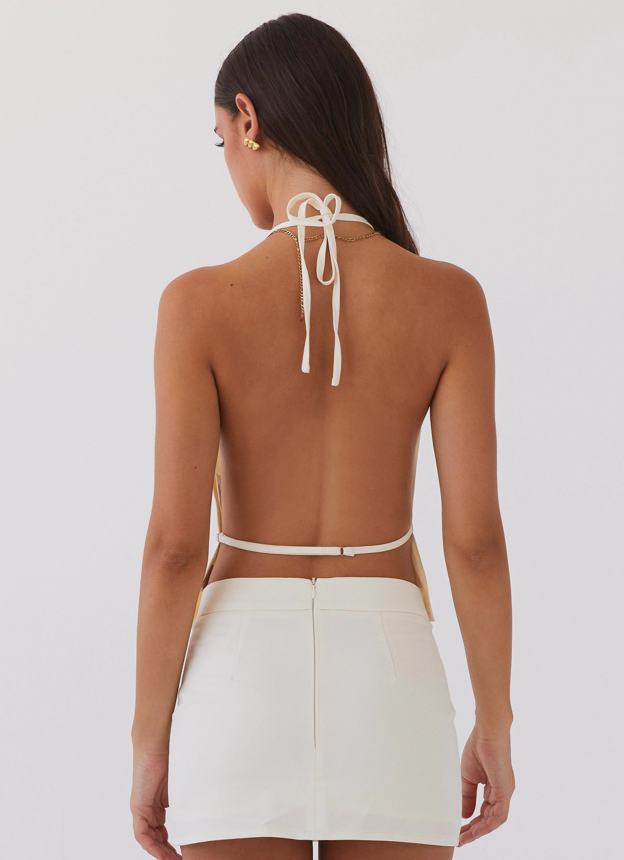 Hidden Pocket Activewear Top Sarah Halterneck Vest Top - Ivory