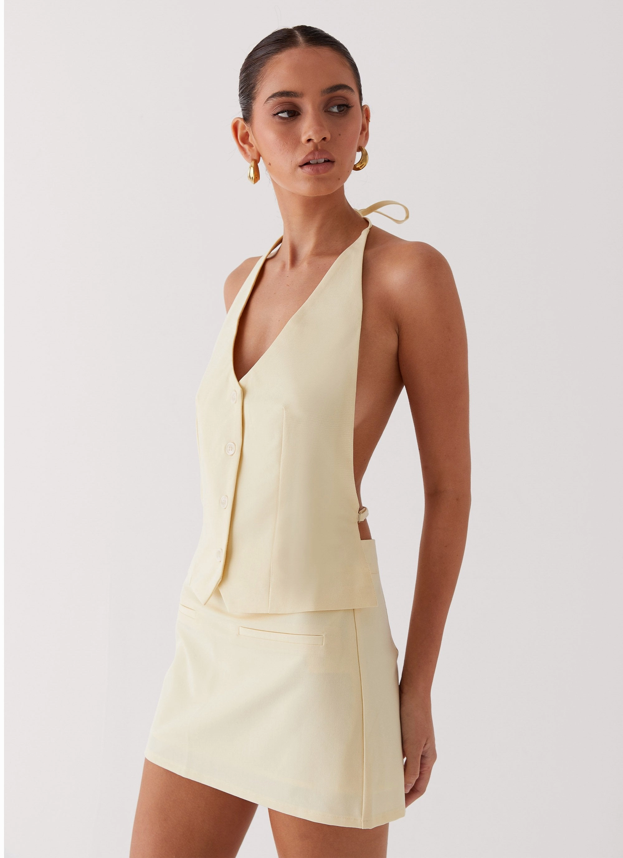 Recyclable Fabric Blend Workout-ready Sarah Mini Skirt - Butter