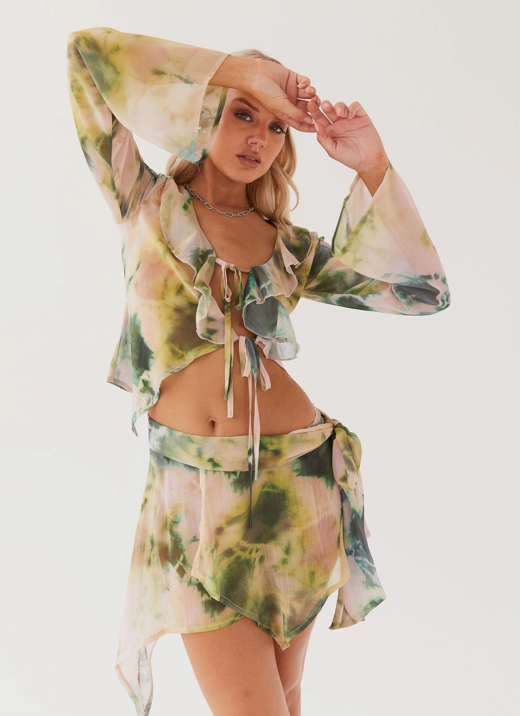 HighNeckDesign Sariah Tie Long Sleeve Top - Rainforest