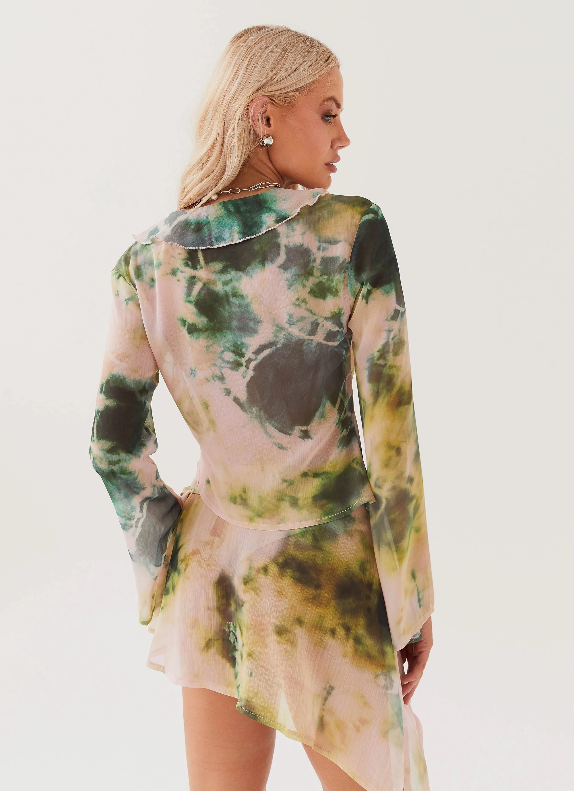 Functional Pockets Style All Day Wear Sariah Tie Long Sleeve Top - Rainforest