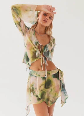 Sariah Tie Mini Skirt - Rainforest Detachable Components