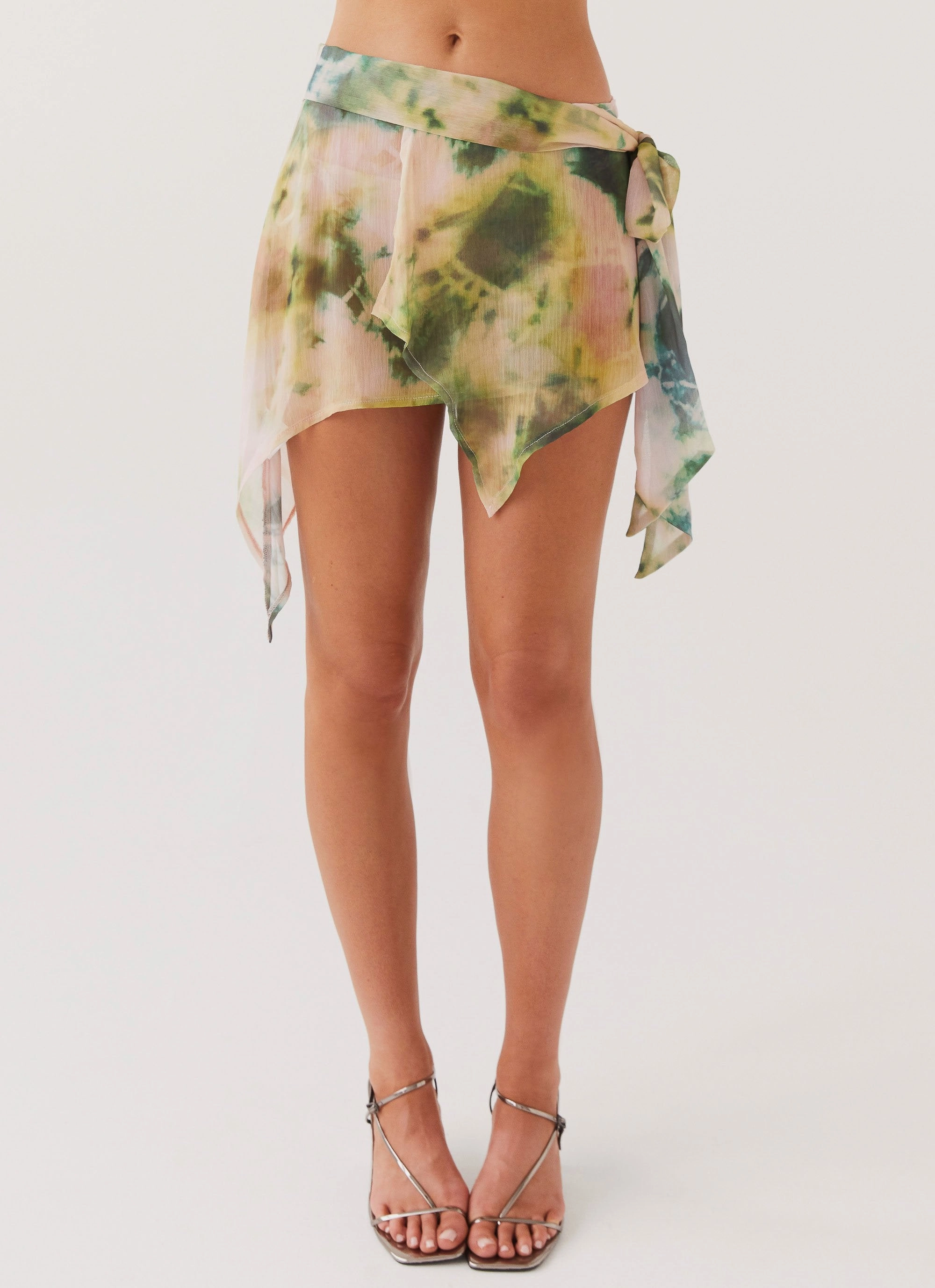 Anti Static Inner Layer Sariah Tie Mini Skirt - Rainforest