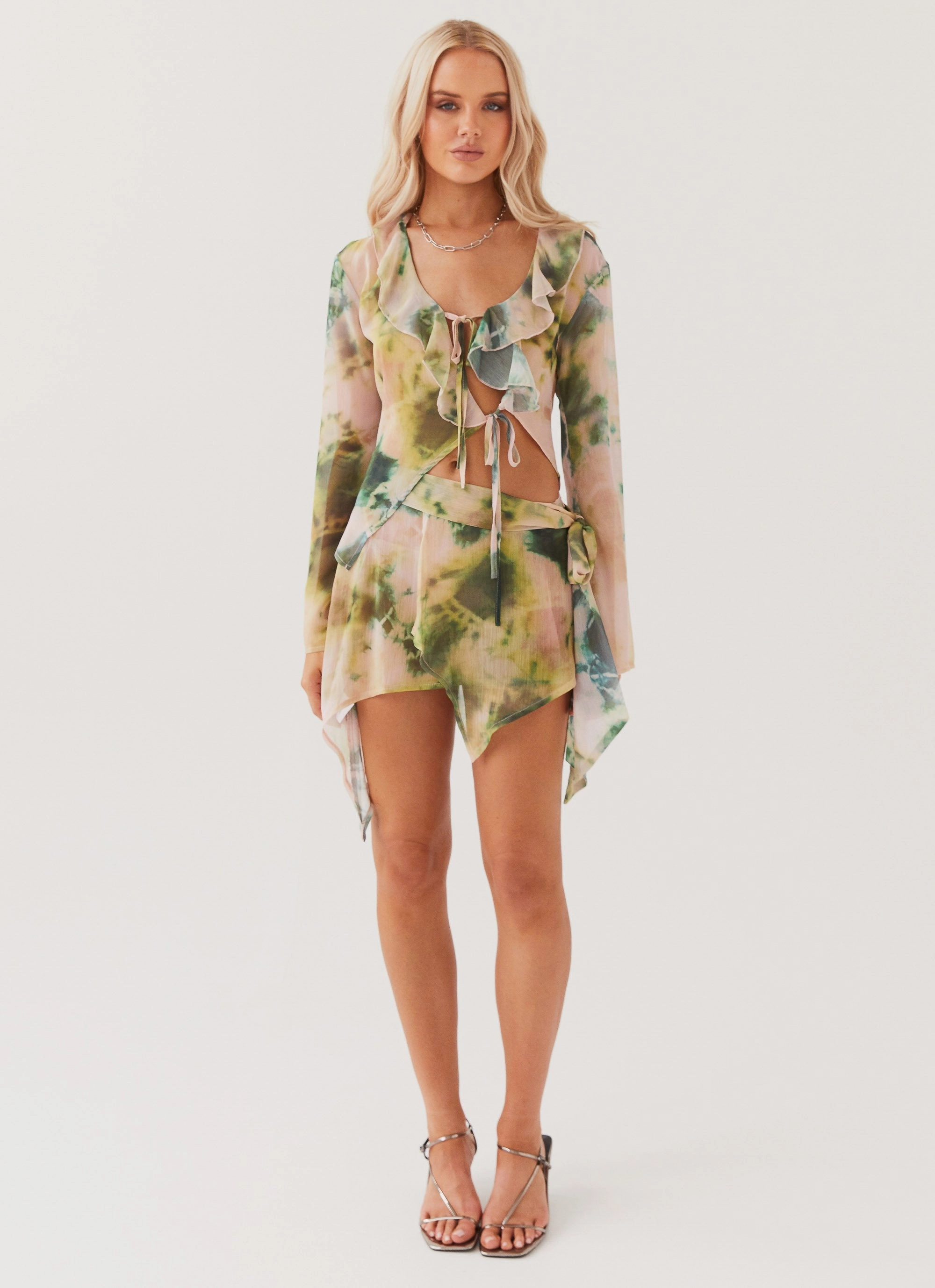 Mid Length Design Sariah Tie Mini Skirt - Rainforest