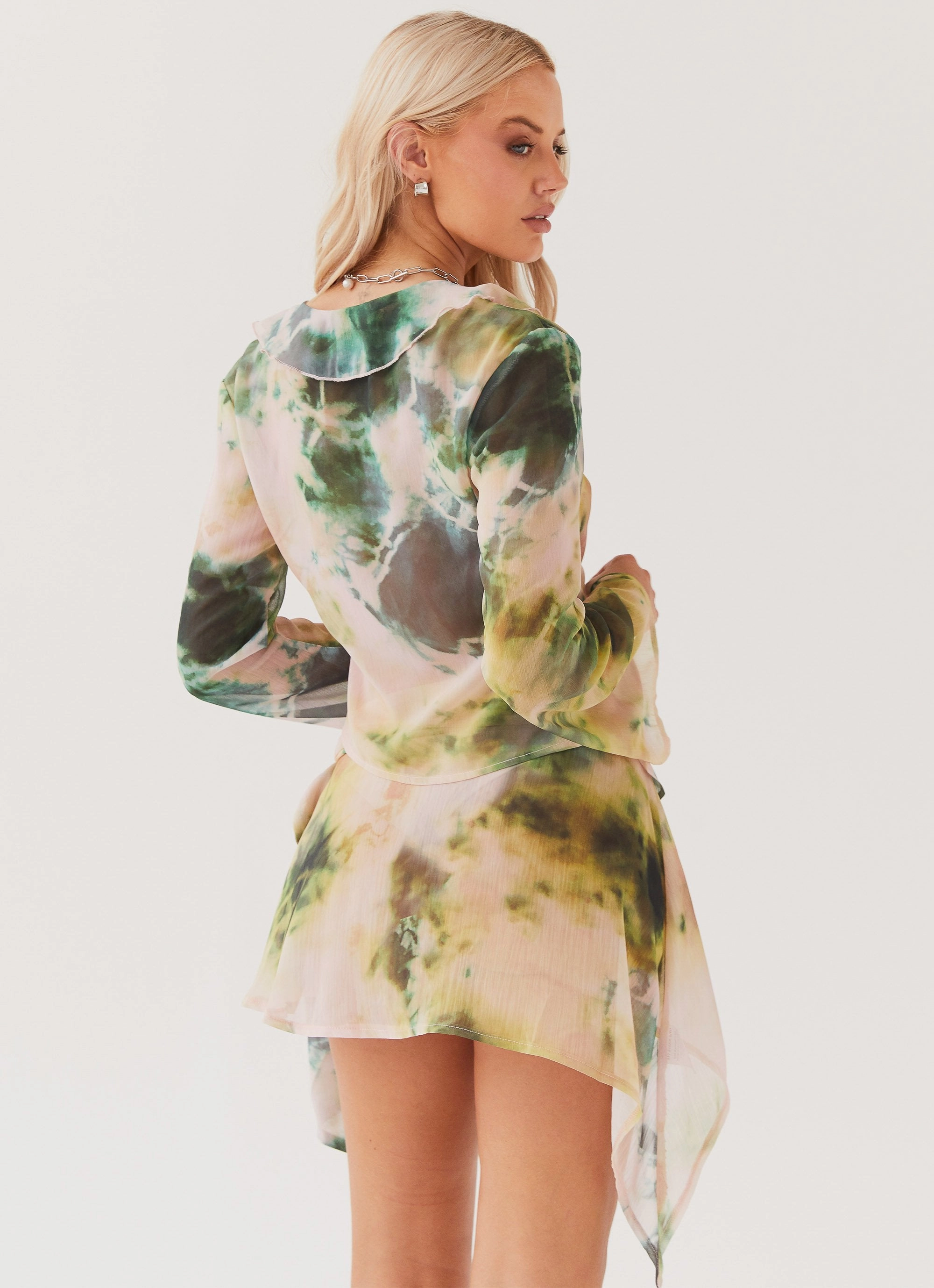 Adjustable Hood Feature Sariah Tie Mini Skirt - Rainforest