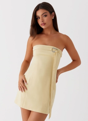 Saskia Mini Dress - Yellow Layering Fit Gentle Shine
