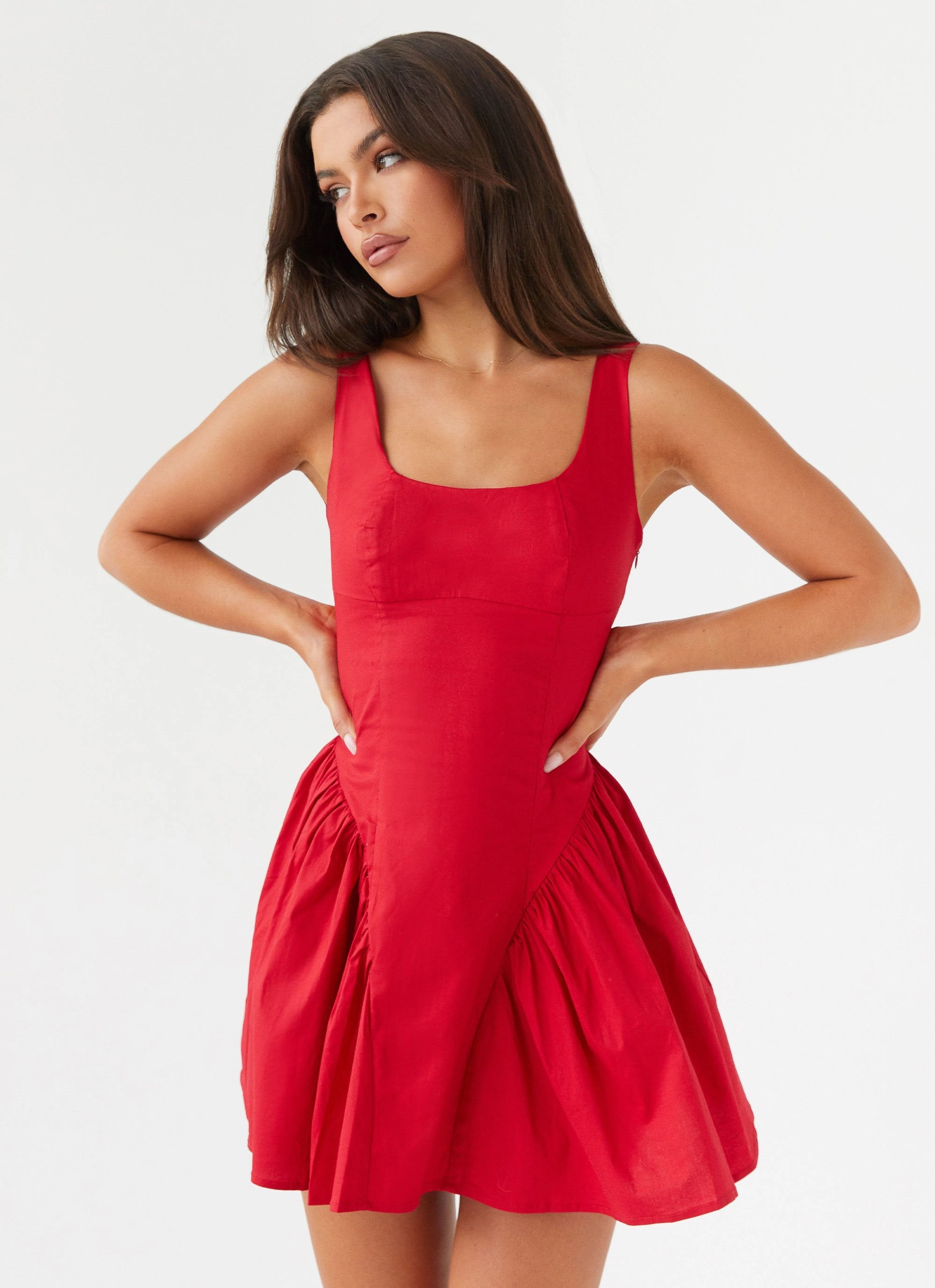 Timeless Fit Look Work Option Sassy Soiree Corset Mini Dress - Red