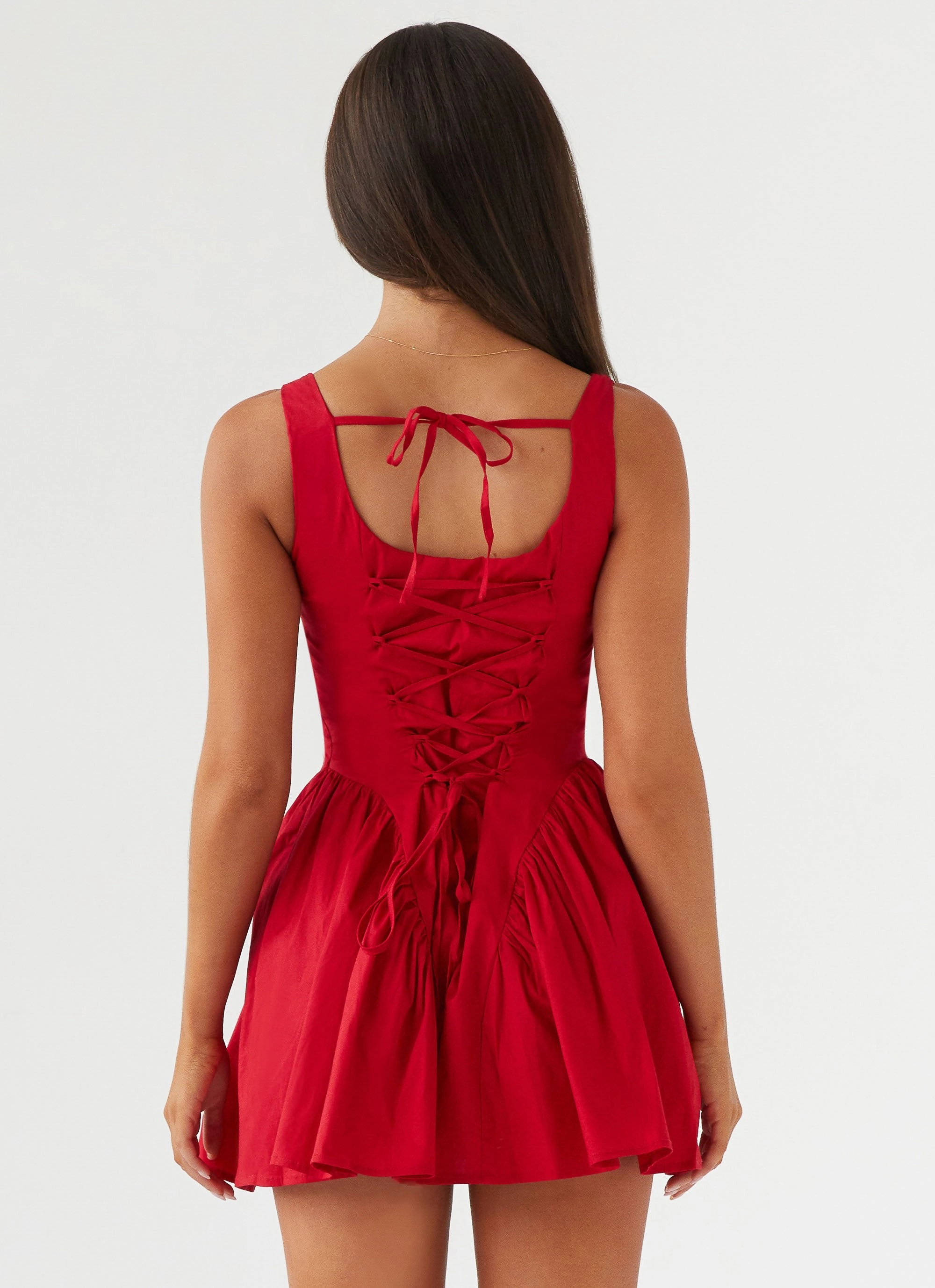 Tiered-Skirt Relax Flex Sassy Soiree Corset Mini Dress - Red