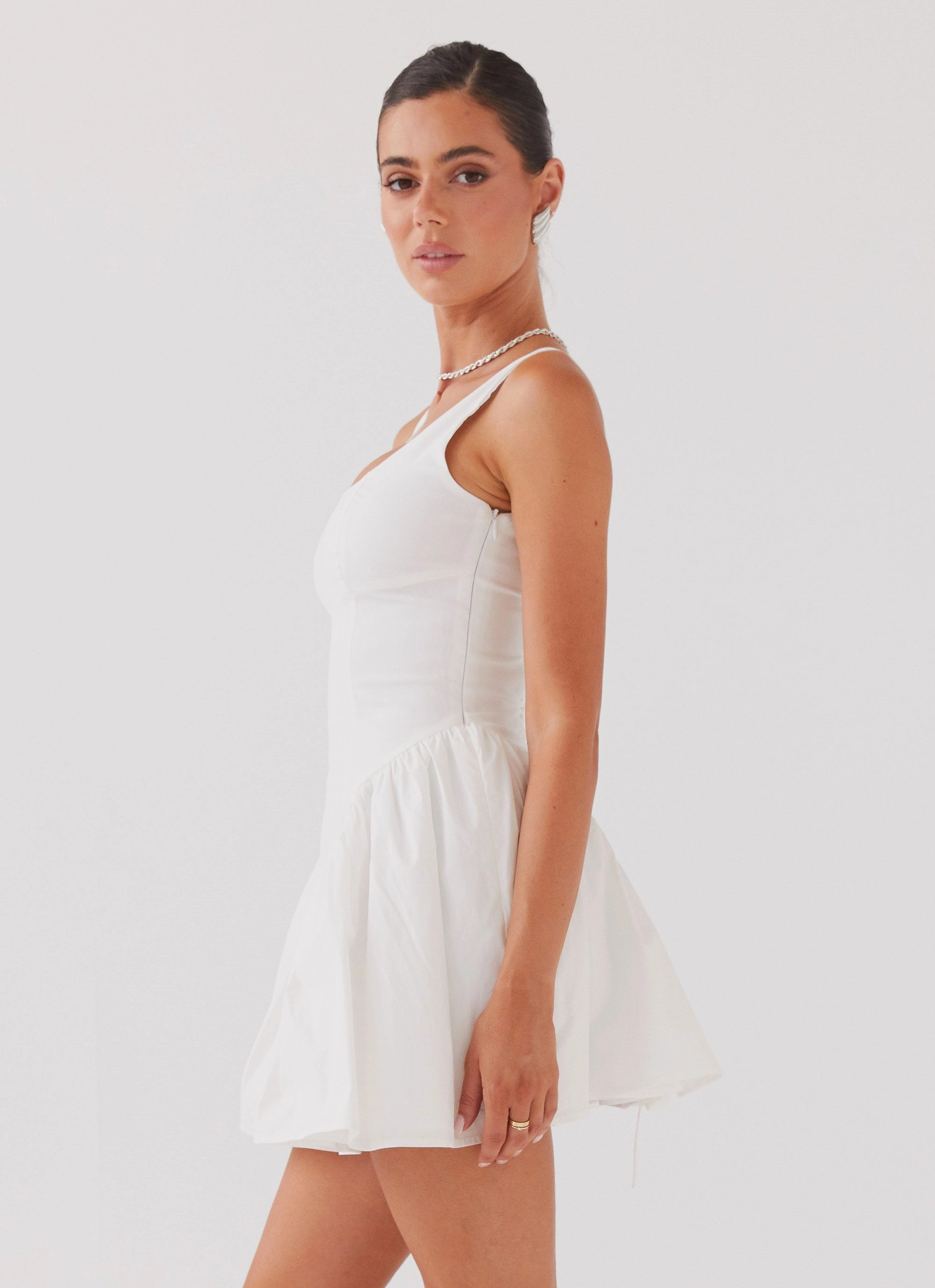 Day Ready Chic and Elegant Sassy Soiree Corset Mini Dress - White