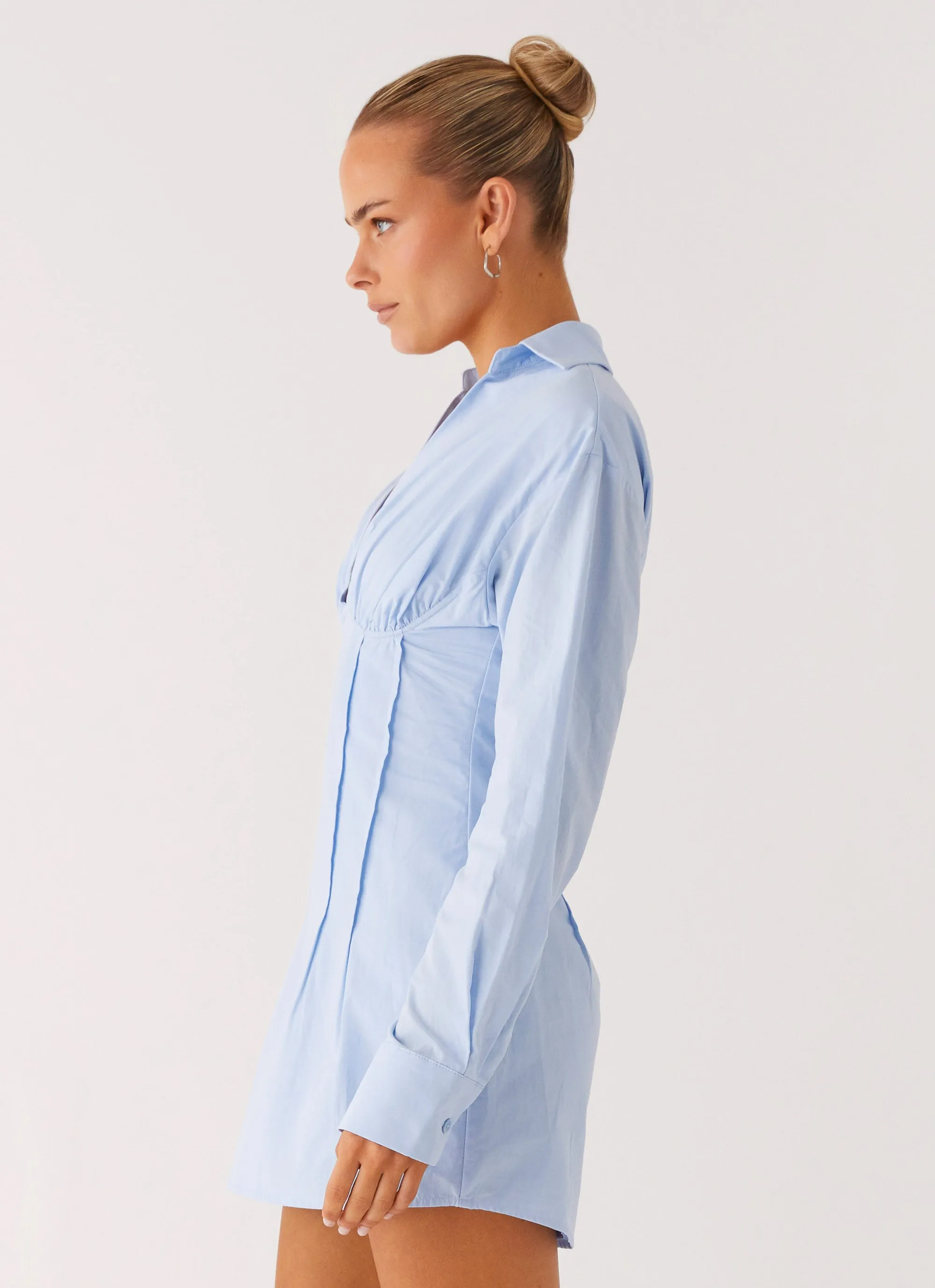 Clancy Mini Shirt Dress - Blue Work Flex Rose Soft