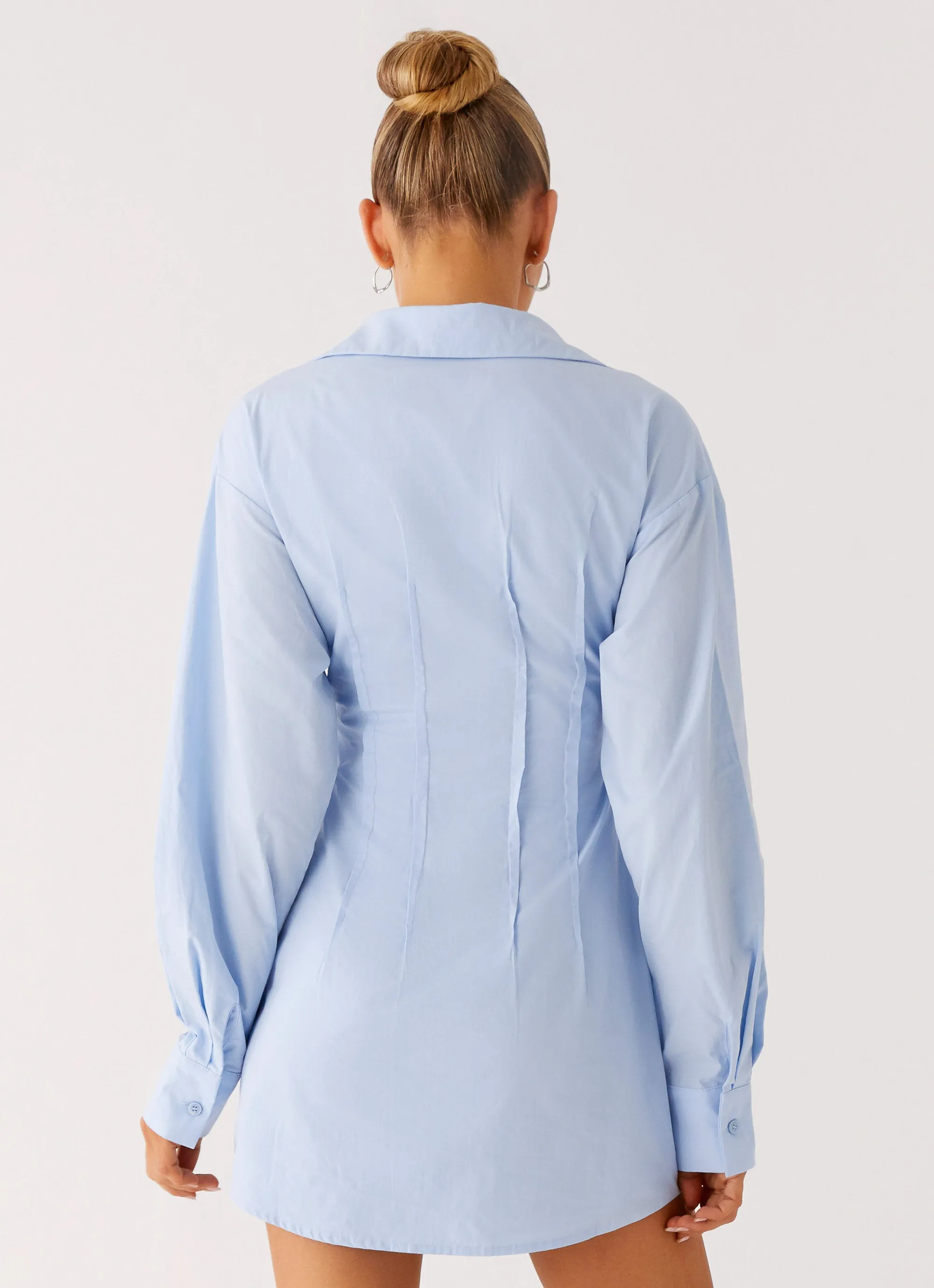 Clancy Mini Shirt Dress - Blue Bold Color