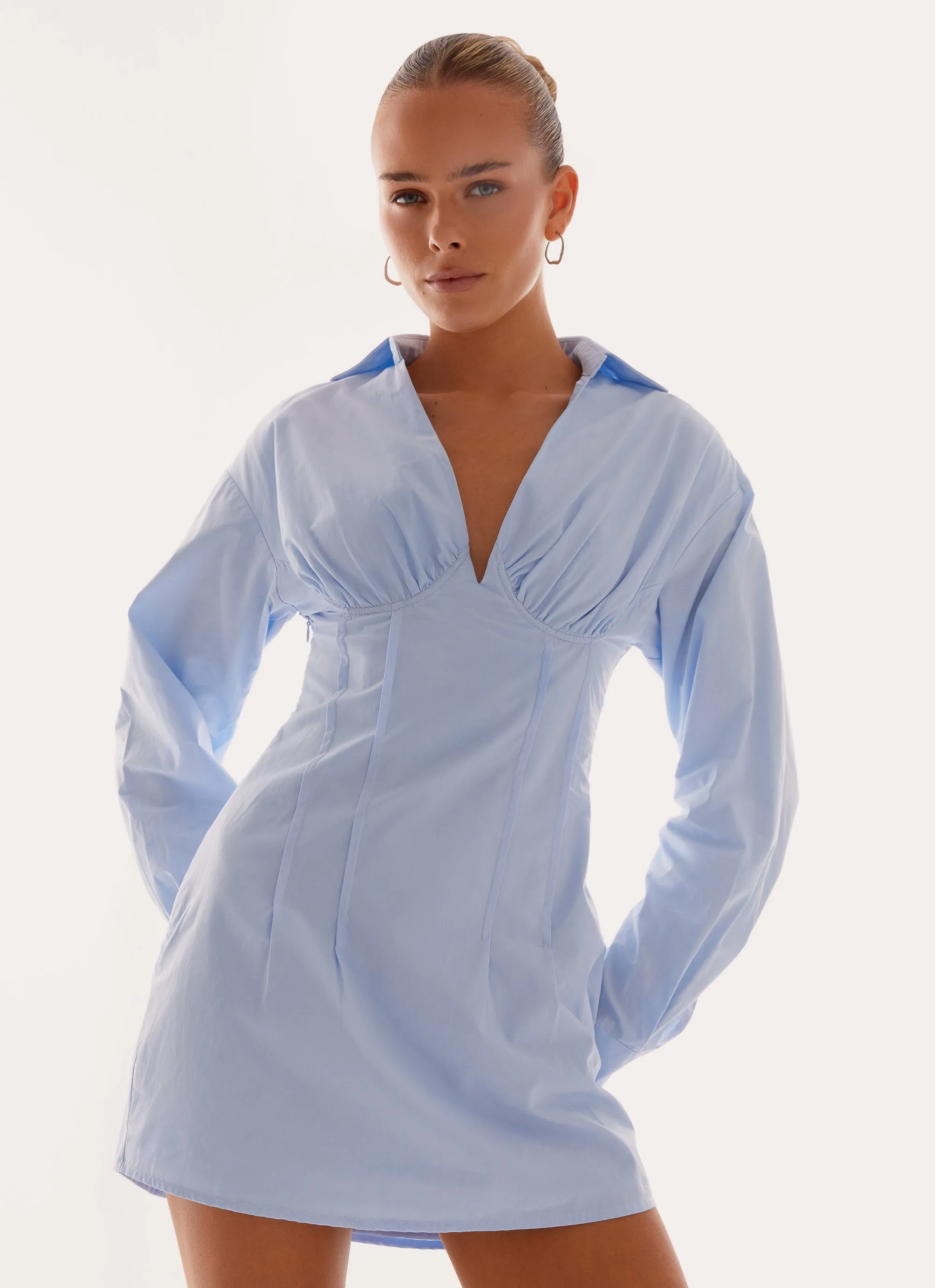 Urban Fit Clancy Mini Shirt Dress - Blue