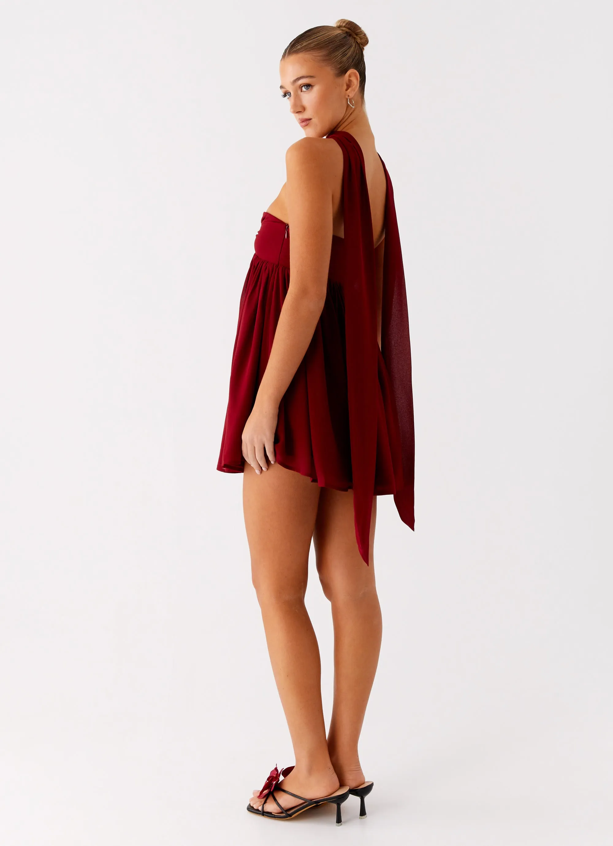 Saturn Mini Dress - Maroon Minimalist Look