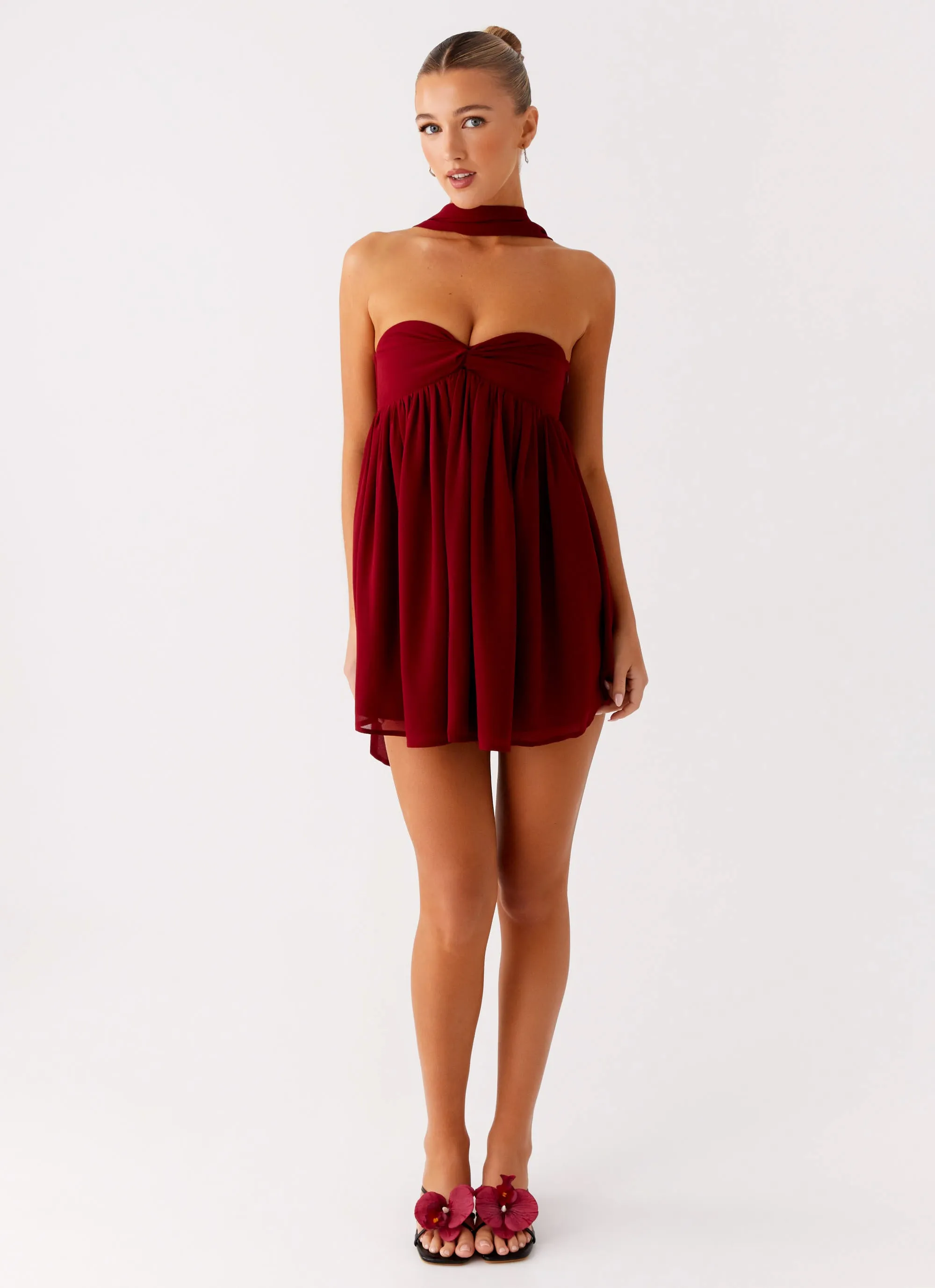 Cool Finish Comfortable travel dress Saturn Mini Dress - Maroon