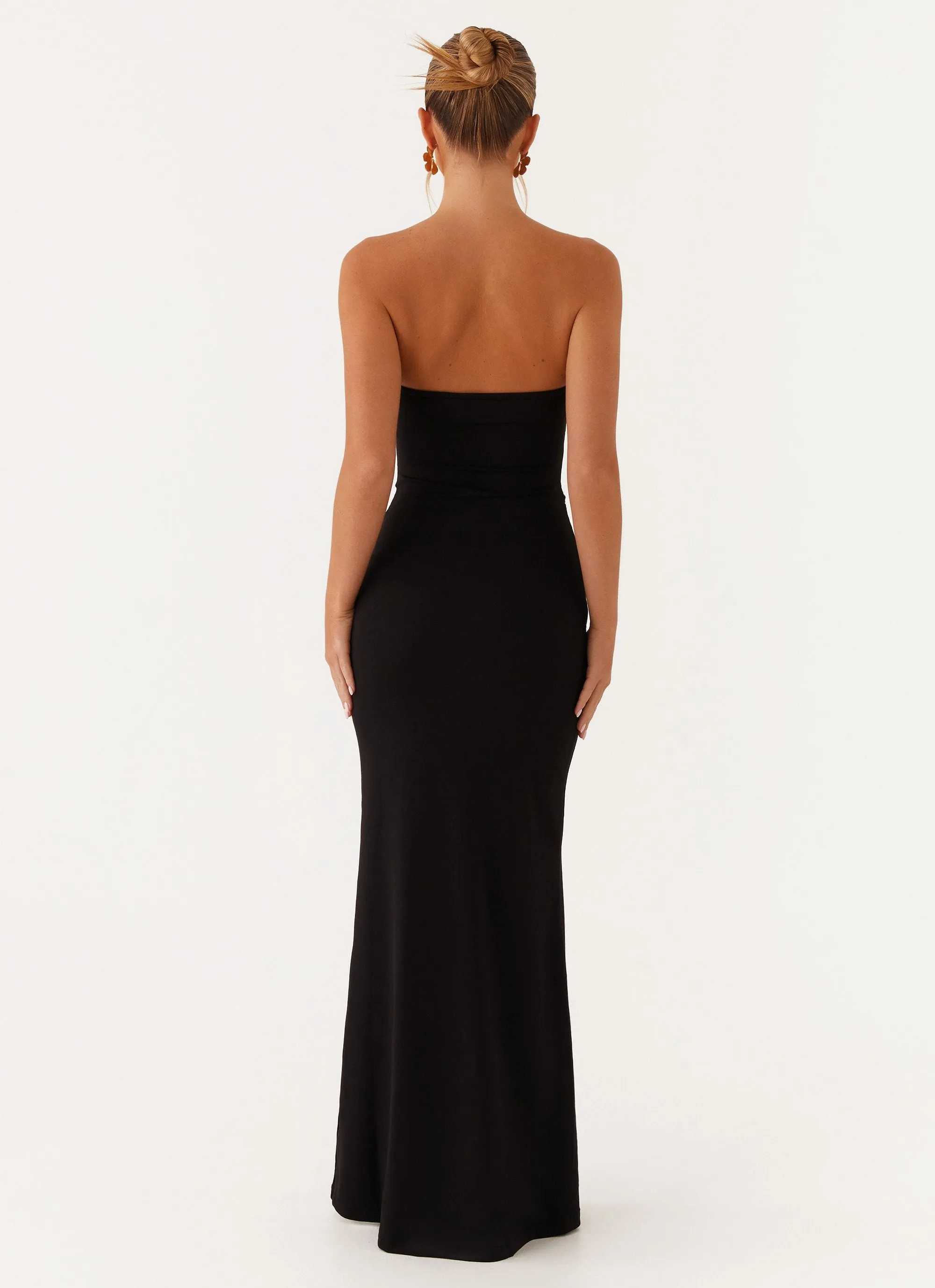 Bow Soft Save Me Maxi Dress - Black
