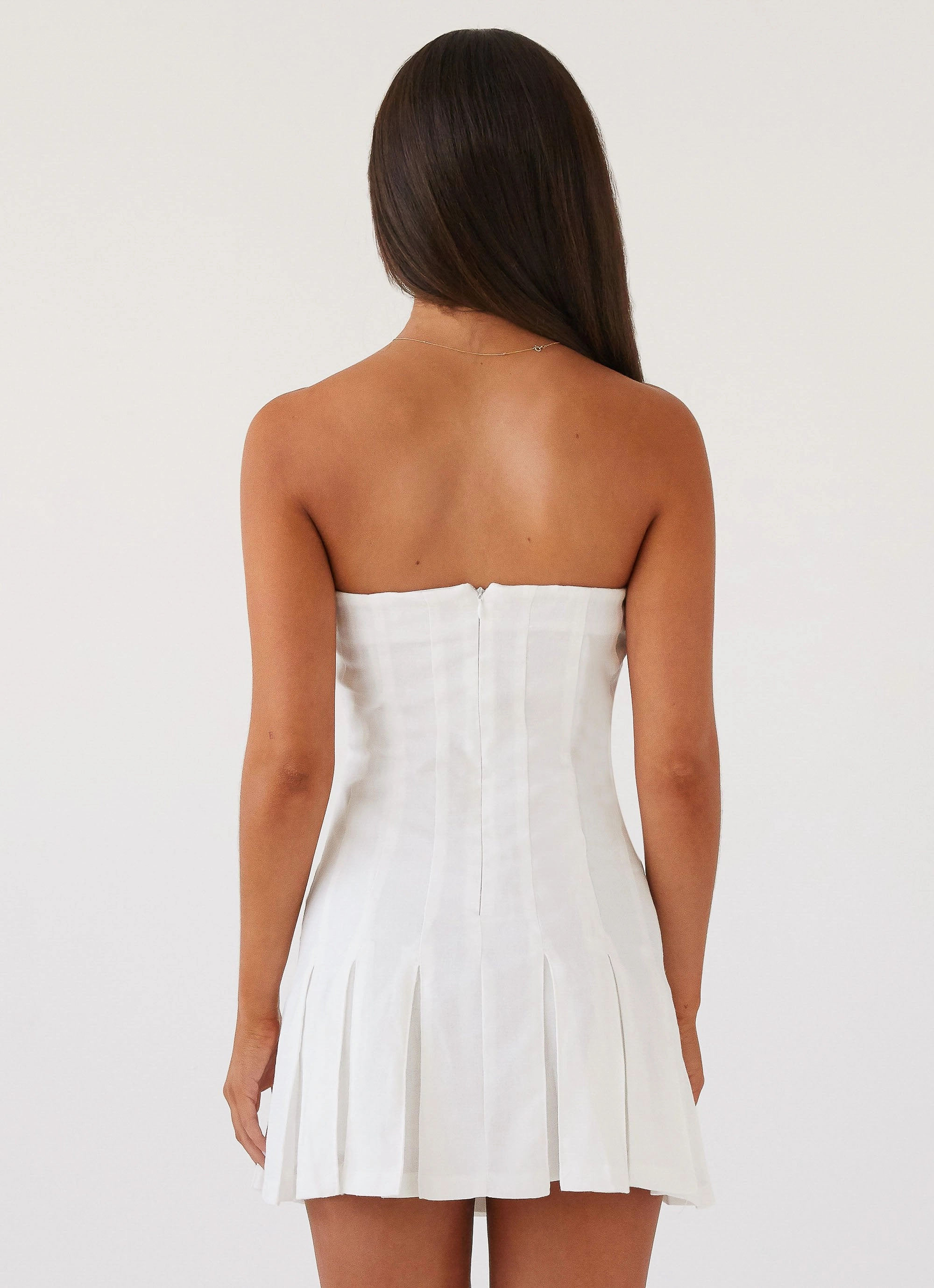 Saving Hearts Linen Mini Dress - White Perfect Fit Street Motion
