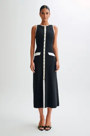 Sawyer Sleeveless Buttoned Maxi Dress - Black/White