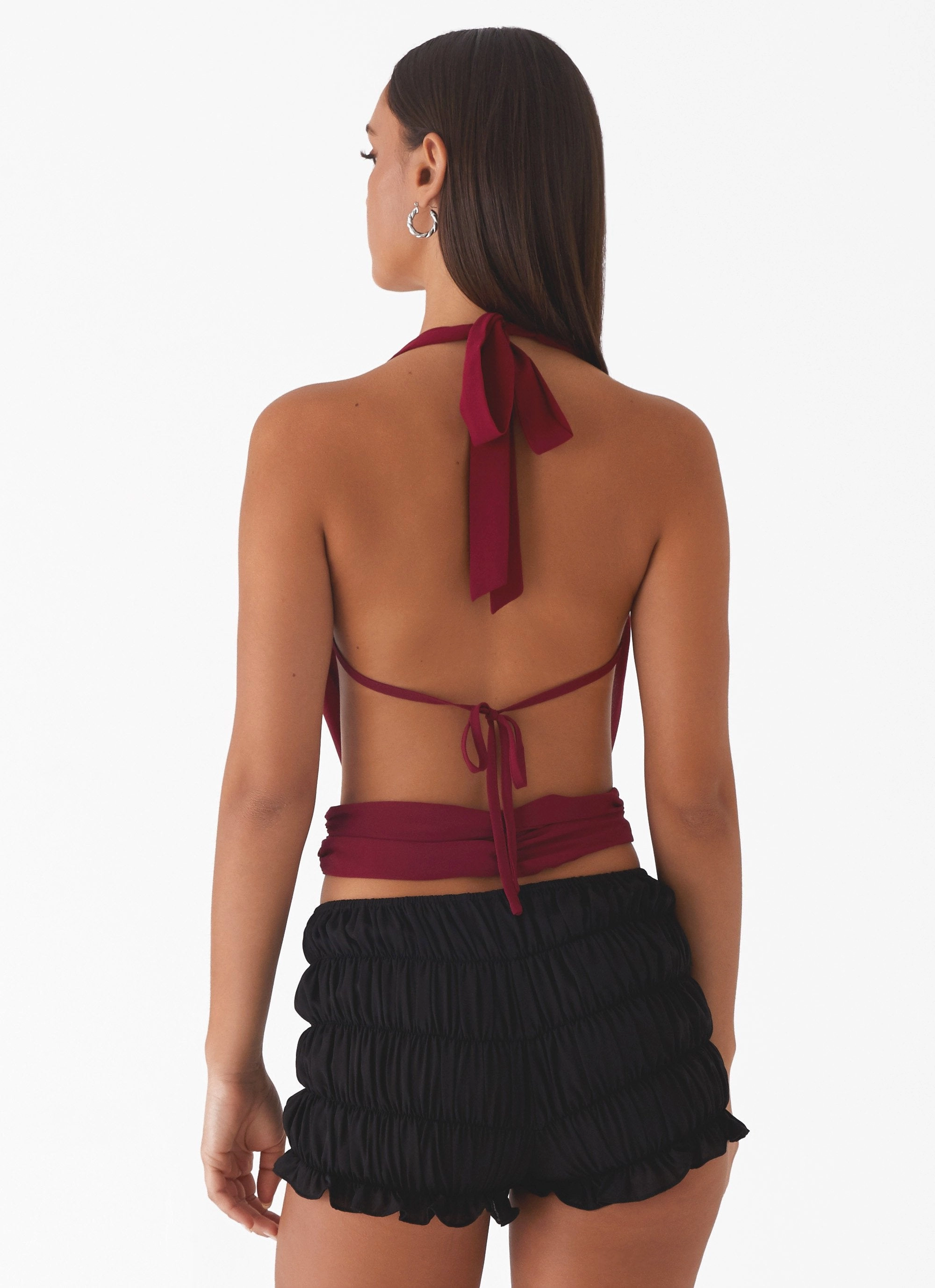 Soft Touch Blend Recycled Fiber Blend Sawyer Mesh Top - Maroon