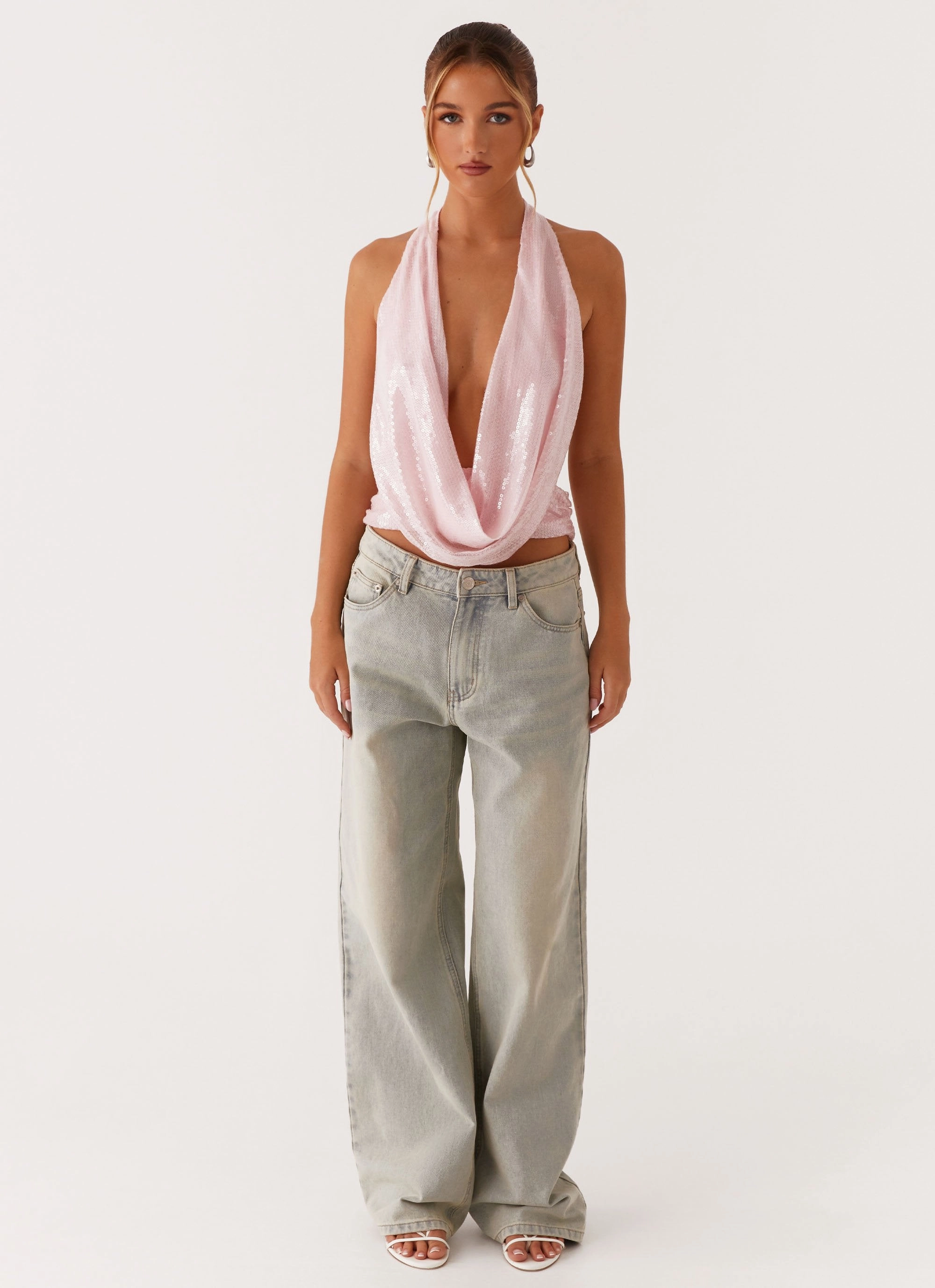 Reflective details Sawyer Sequin Top - Pink Sequin