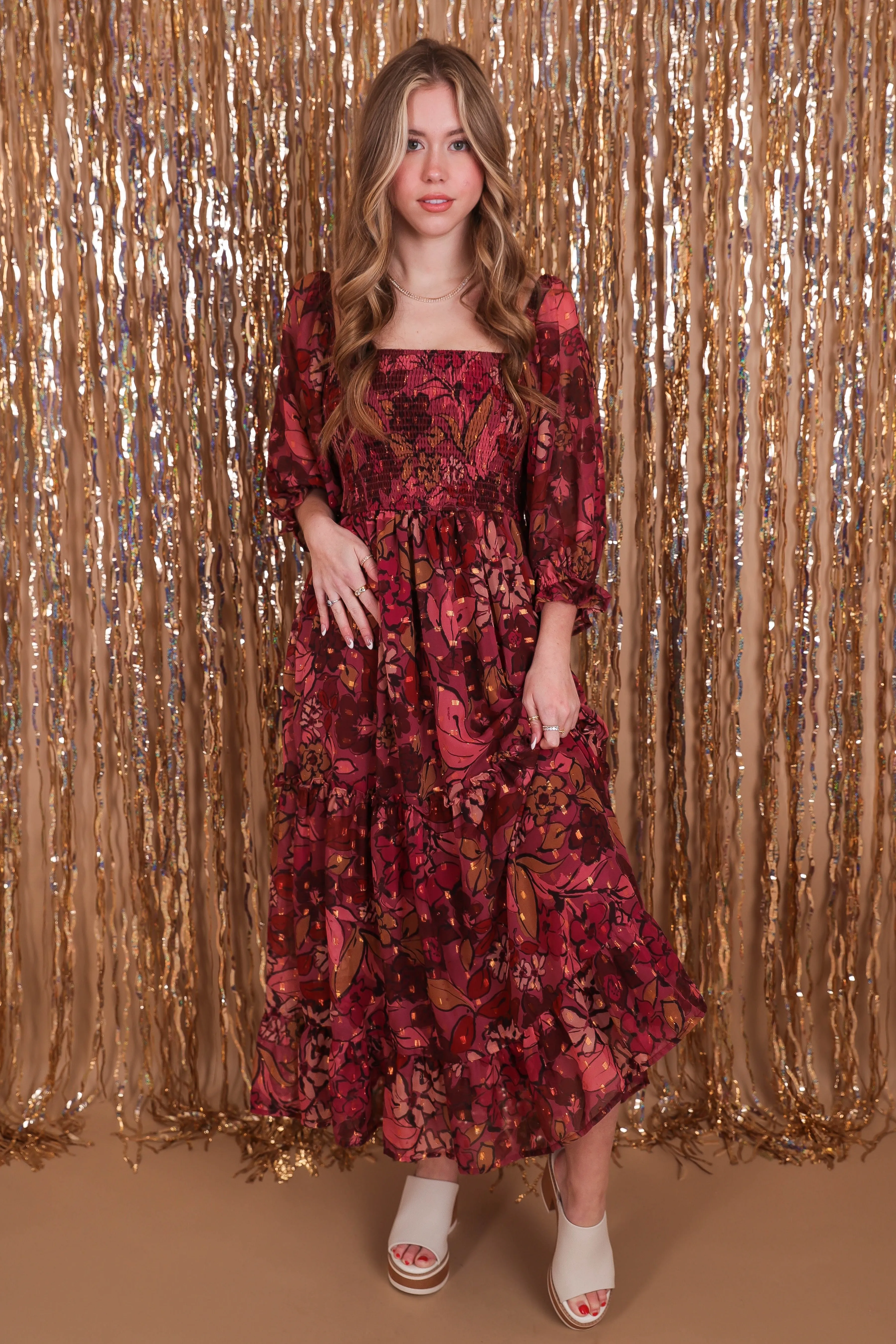 Casual Style Fluid movement Saying Hello To You Midi Dress