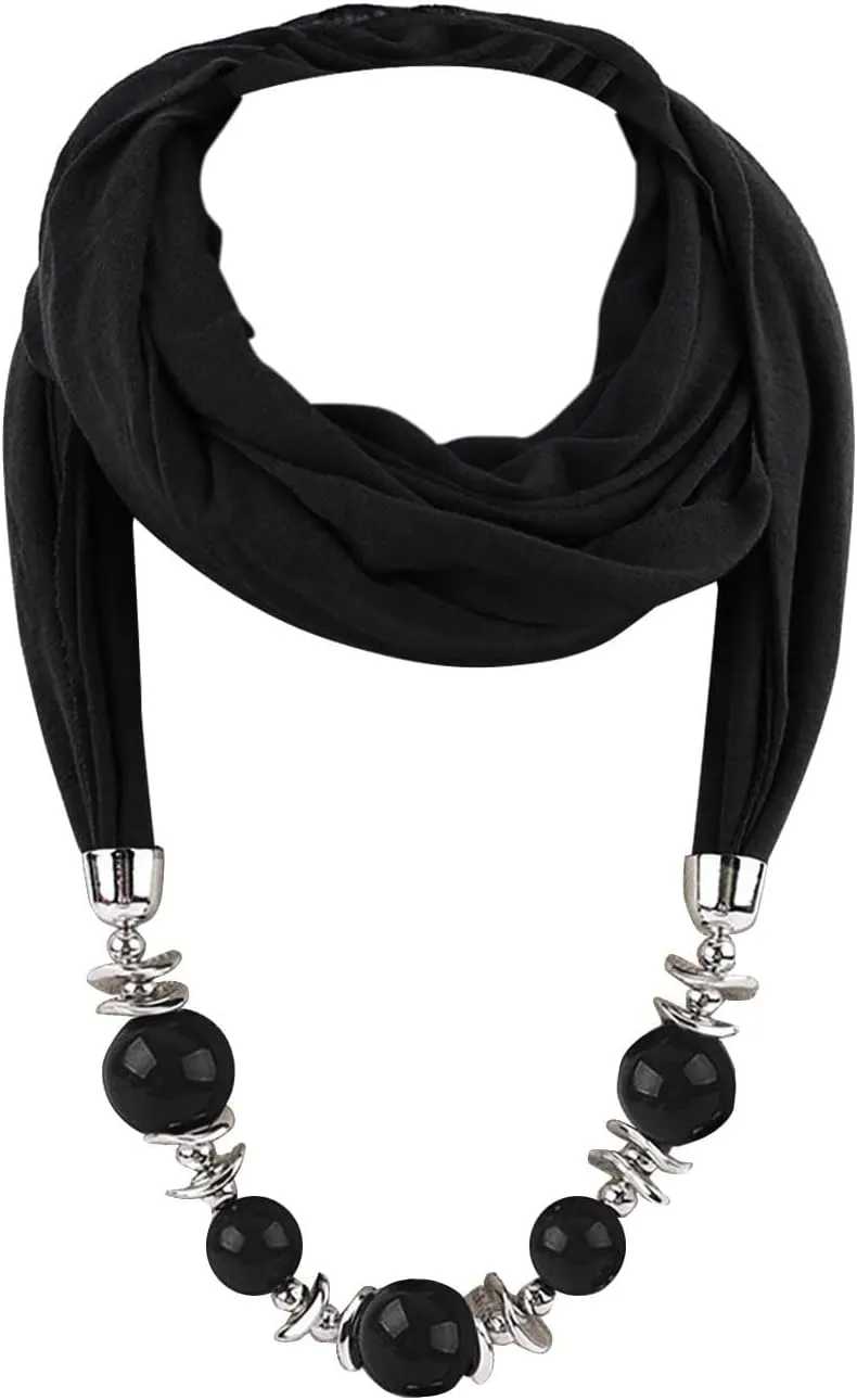 Scarf for Women Lightweight Cotton Linen Necklace Pendant Scarf Ethnic Circle Neck Wrap Scarves