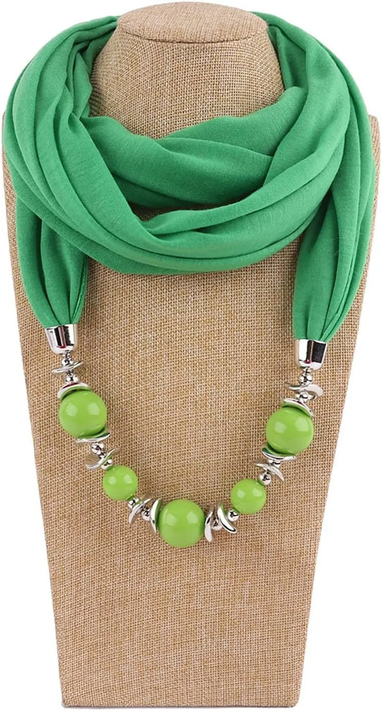 Scarf for Women Lightweight Cotton Linen Necklace Pendant Scarf Ethnic Circle Neck Wrap Scarves
