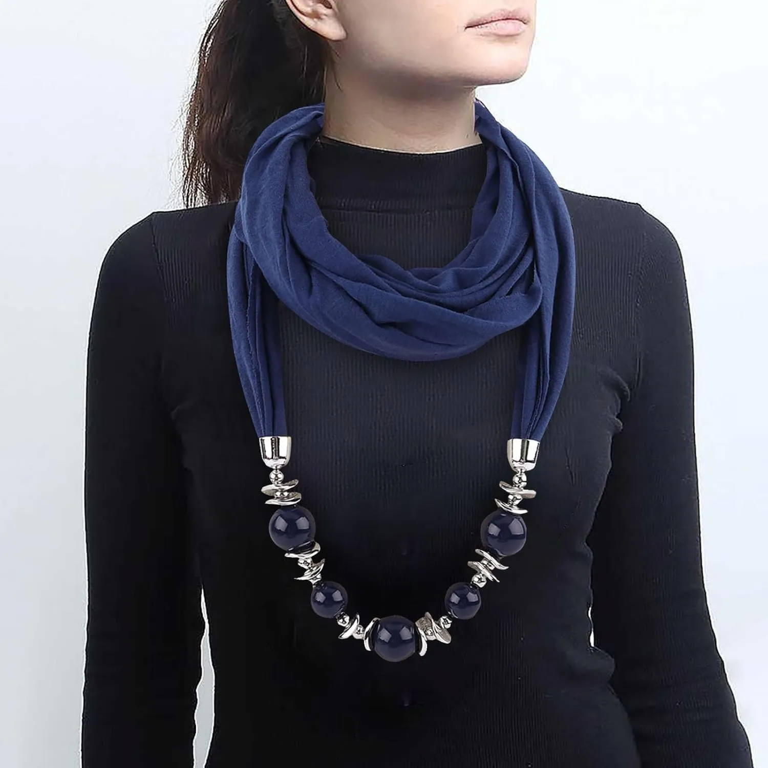 Scarf for Women Lightweight Cotton Linen Necklace Pendant Scarf Ethnic Circle Neck Wrap Scarves