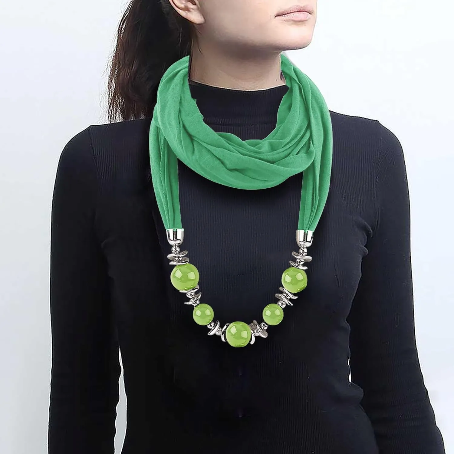 Scarf for Women Lightweight Cotton Linen Necklace Pendant Scarf Ethnic Circle Neck Wrap Scarves