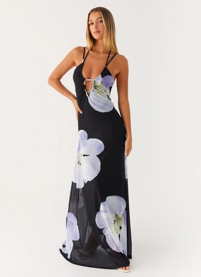 Low-Waist Classic sheath dress Enrika Maxi Dress - Flower Print