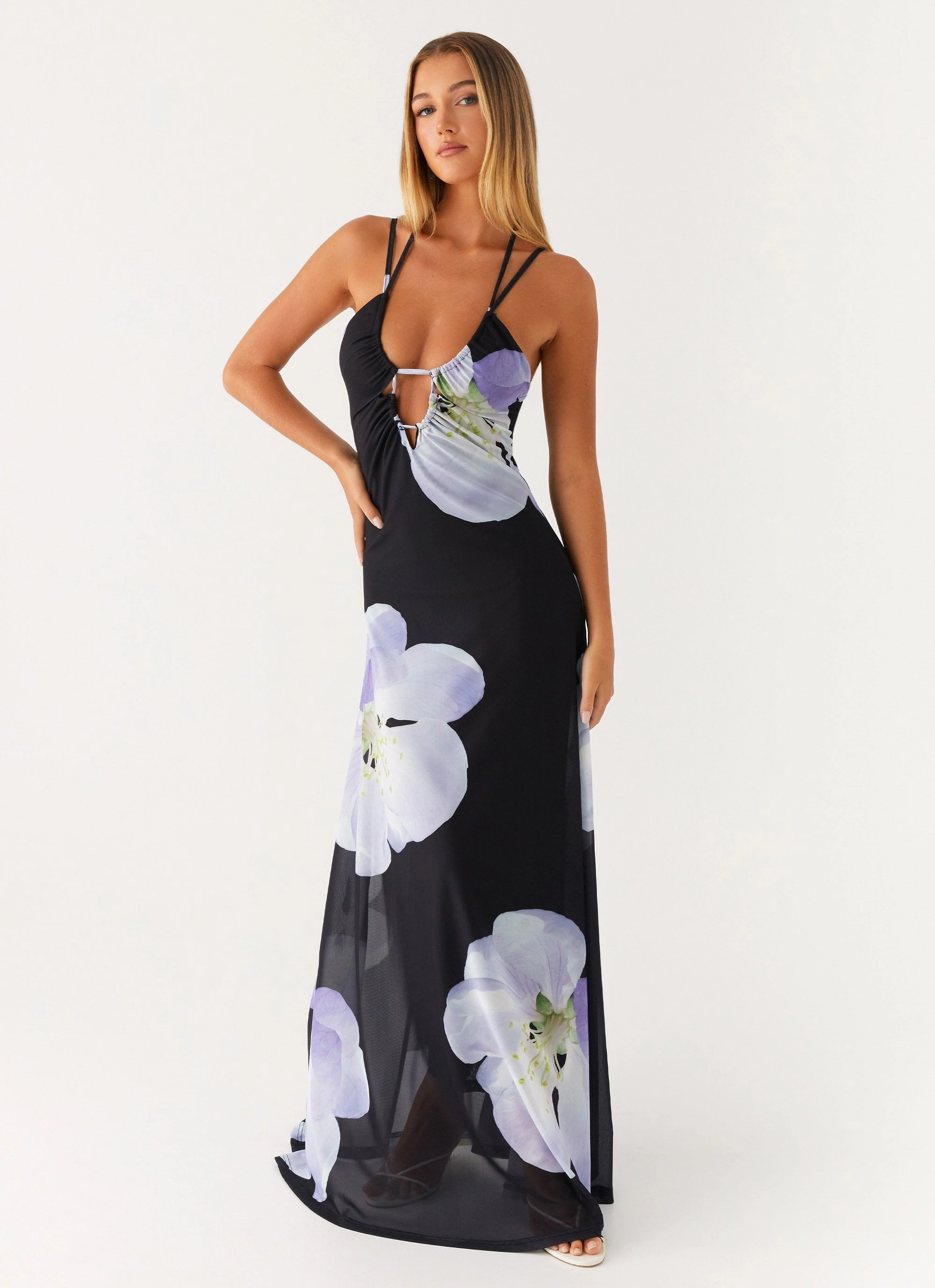 Low-Waist Classic sheath dress Enrika Maxi Dress - Flower Print