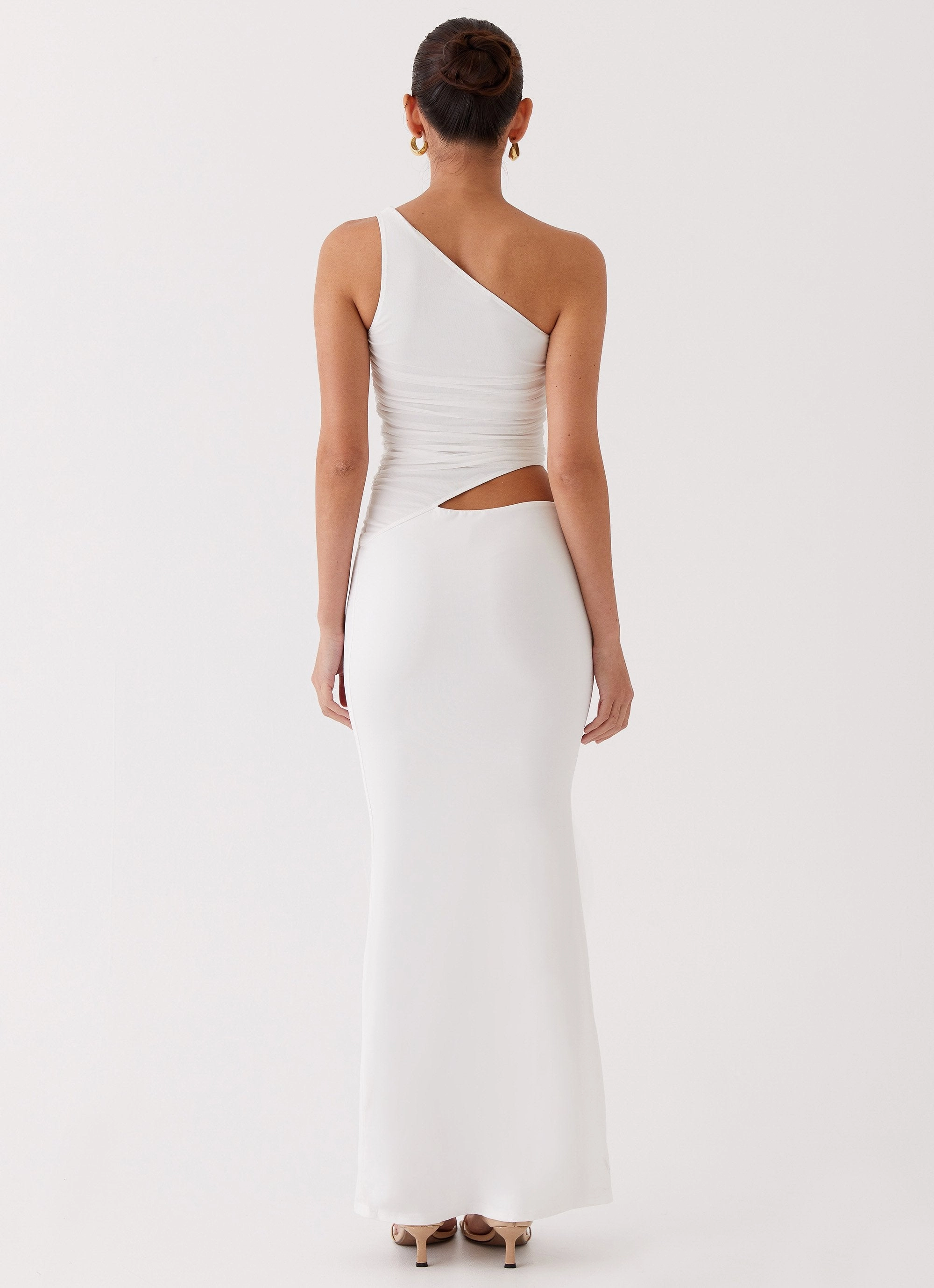 Breathable Design Street Motion Seranella One Shoulder Maxi Dress - White