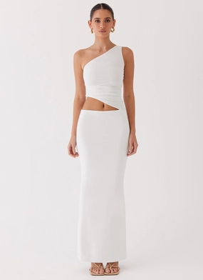 Wardrobe-Staple Seranella One Shoulder Maxi Dress - White