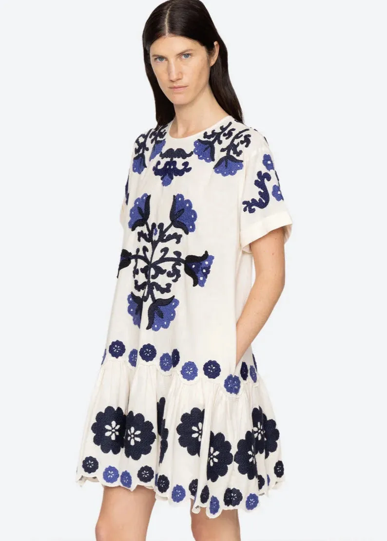 SEA NY Catrine Applique Dress Perfect Mood Pop Texture