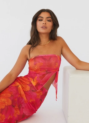 CarbonNeutral Production LayeredDurability Rooftop Party Mesh Tube Top - Floral Sun