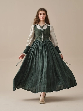 tailored look Work Essential Anis 23 | Lace-up Jacquard Linen Corset Dress